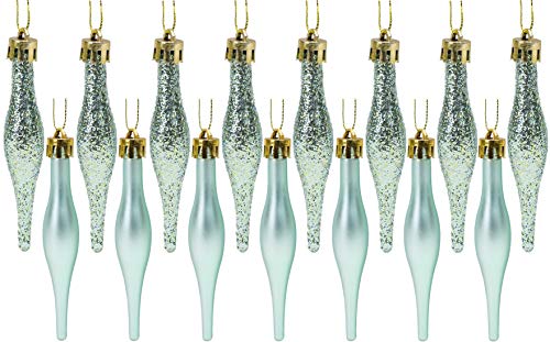 Christmas Concepts® Packung mit 15-8,5 cm Tröpfchenkugeln - Matt- und Glitterdesign - Weihnachtskugeln… (Minzgrün) von Christmas Concepts