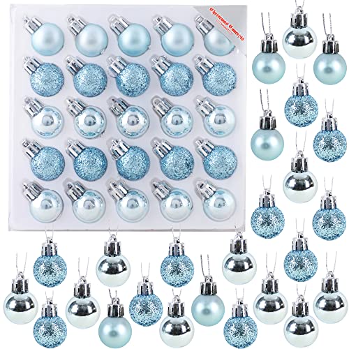 Christmas Concepts® Packung mit 25 Glänzend, Matt & Glitter Mini Weihnachtsbaum-Flitter (Ice Blue) von Christmas Concepts