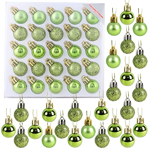 Christmas Concepts® Packung mit 25 Glänzend, Matt & Glitter Mini Weihnachtsbaum-Flitter (Lime Green) von Christmas Concepts