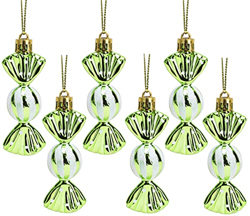 Christmas Concepts® Packung mit 6-8cm Mini-Kugeln in süßer Form – Glänzend & Glitzerverziert – Christbaumschmuck (Limonengrün) von Christmas Concepts