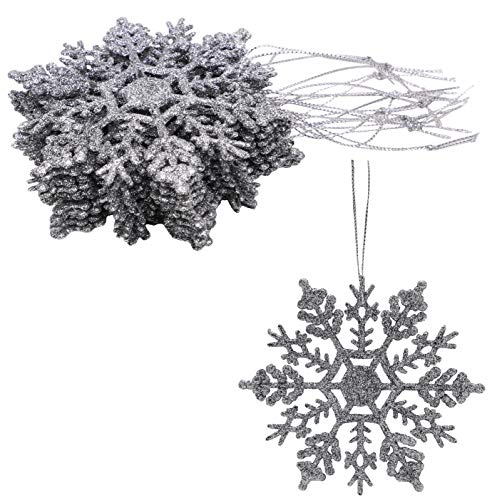 Christmas Concepts® Packung mit 12-10 cm Glitter Schneeflocke zum Aufhängen - Weihnachtsschmuck (Silber) von Christmas Concepts