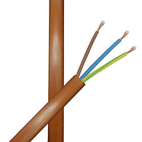 10m Zuleitung hellbraun H03VV-F 3 x 0,75qmm PVC isolierte Schlauch-Leitung Rehbraun 3G Leuchtenkabel Lampenkabel Kabel Stromkabel von Christoph Palme Leuchten