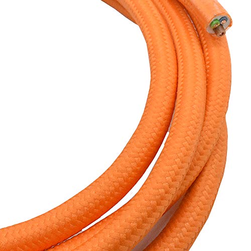 1,2m Stoffkabel Orange 3x0,75qmm 3G Textilkabel Lampenkabel Leuchtenkabel Kabel Stromkabel umsponnen von Christoph Palme Leuchten