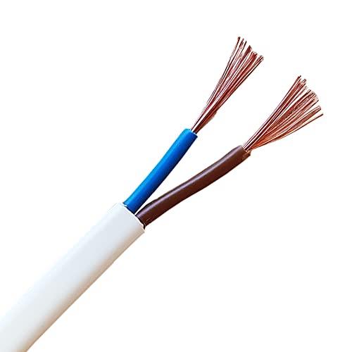 3m Stromkabel 2x0,75mm² 3G H03VV-F Schlauchleitung flach PVC Kabel Flachkabel (Weiß) von Christoph Palme