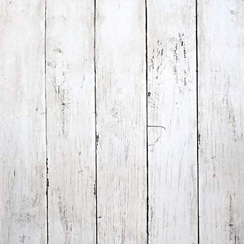 CiCiwind Holztapete Weiß Klebefolie Selbstklebend Holzmaserung Möbelfolie Holz Streifen Holzoptik Tapete Wandverkleidung Selbstklebend für Wand Kommode Schrank Tisch Zimmer Küchen Hintergrund 44×300cm von CiCiwind