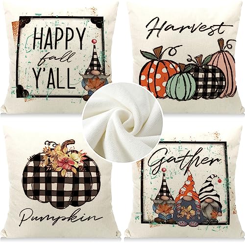 Cirzone Herbst Deko Herbst Kissenbezug 45 x 45 cm 4er Set GNOME Kürbis Plüsch Herbst Dekorative Kissen Herbst Dekoration für Home Garten Sofa Schlafzimmer von Cirzone