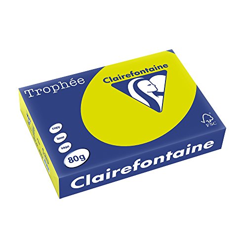 Clairefontaine 2975C - Ries Druckerpapier / Kopierpapier Trophee, intensive Farben, DIN A4, 80g, 500 Blatt, Fluoreszierendes Grün, 1 Ries von Clairefontaine