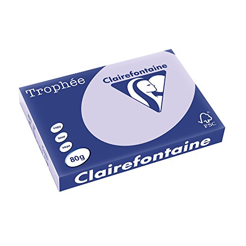 Clairefontaine 1250C - Ries Druckerpapier / Kopierpapier Trophee, Pastell Farben, DIN A3, 120g, 500 Blatt, Lila, 1 Ries von Clairefontaine
