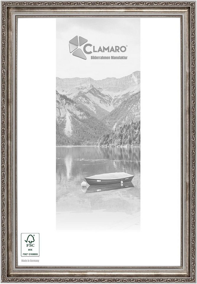 Clamaro Bilderrahmen, Bilderrahmen 'VIKTOR' CLAMARO Antik Massivholz Grau Silber von Clamaro