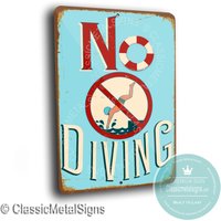 Pool-Schilder, Keine Tauchbecken Schilder, Kein Tauchen, Schwimmbad Dekor, Outdoor-Schilder, Pool-Schild, Pool, Freibad Pool-Party, Tauchen von ClassicMetalSigns