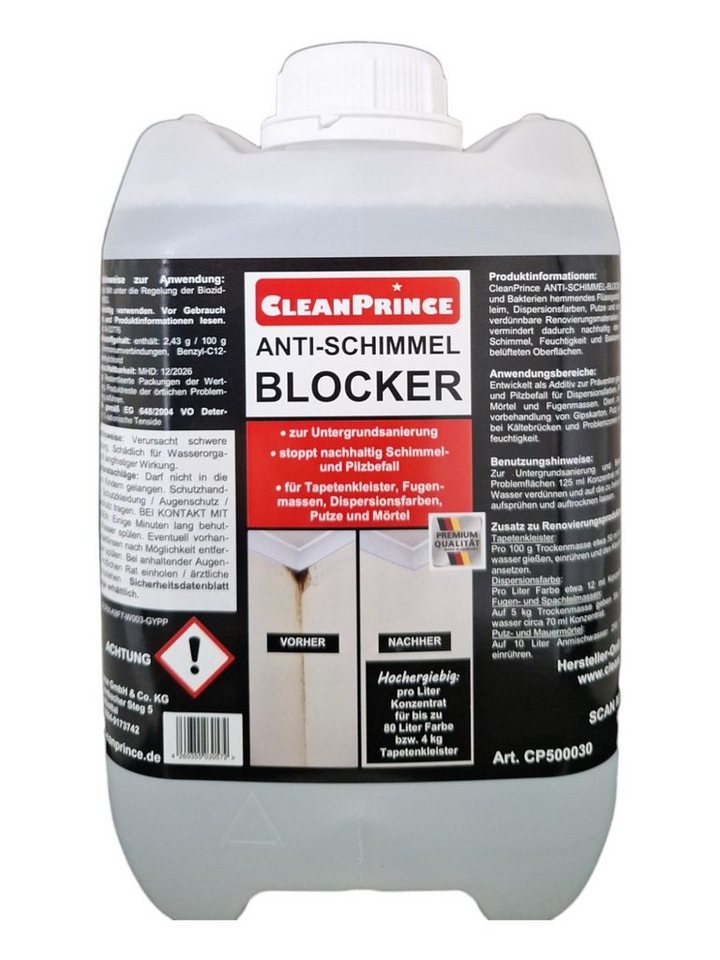 CleanPrince Anti-Schimmel-Blocker, Zusatz in Farbe oder Leim, Schimmelschutz Schimmelentferner (pilz- und bakterienhemmendes Flüssigadditiv) von CleanPrince