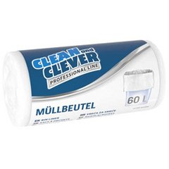 Clever Clean Müllbeutel Professional Line 60l weiß PRO 73 Polybeutel Müllsack Polysack Sammelkorb Abfallsack von Clever Clean