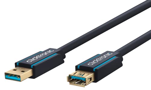 Clicktronic Casual USB 3.0 Hochgeschwindigkeits-Verlängerung Kabel USB A Stecker auf A Buchse mit vergoldeten Kontakten 1.8m von Clicktronic