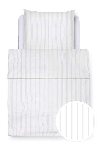 Clinotest Bettwäsche „6/24 Streifen“, Set besteht aus einem Bettbezug 135x200 cm und einem Kissenbezug 80x80 cm, Kochfest, Objektqualität (weiß) von Clinotest