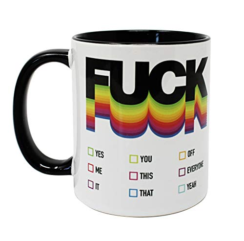 Close Up Fuck Tasse - lustige Tasse zum ankreuzen - Geschenkidee Kaffeetasse, Fuck You Becher | Regenbogen Design | beidseitig Bedruckt von Close Up