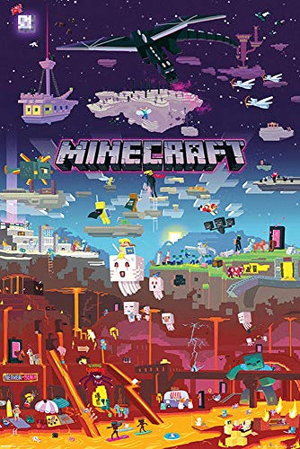 Close Up Minecraft Poster World Beyond (61cm x 91,5cm) + Original tesa Powerstrips® (1 Pack/20 STK.) von Close Up