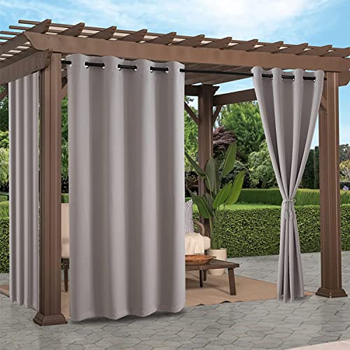 Clothink Outdoor Vorhang Ösen 132x245cm Grau Anti-Verblassen Winterschutz Sonnenschutz Sichtschutz Windschutz Wetterfest,Senkrechtmarkise Vertikalmarkise Terrasse Balkon Pergola von Clothink