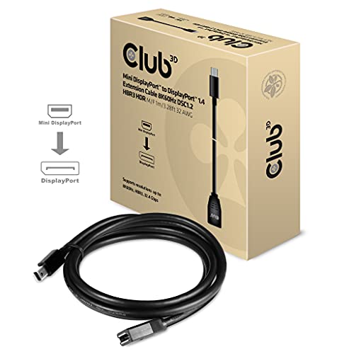 Club 3D Mini DisplayPort™ auf DisplayPort™ 1.4 Verlängerungskabel 8K60Hz DSC1.2 HBR3 HDR St./B. 1 Meter 32AWG von Club 3D