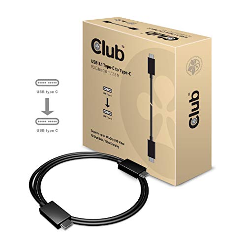 Club 3D USB 3.1 Type-C PD Kabel 0.8 m. / 2.6 ft. 10Gbps, 4K60Hz, Power Delivery von Club 3D