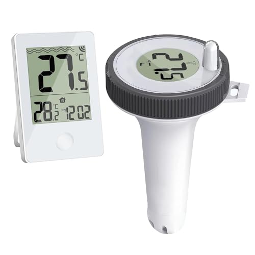 Clyictz Schwimmbad-Thermometer, Schwimmend, Leicht Ablesbar, Digitales Pool-Thermometer für Schwimmbäder, Whirlpools, Kleine Teiche, Aquarien, Einfache Installation von Clyictz