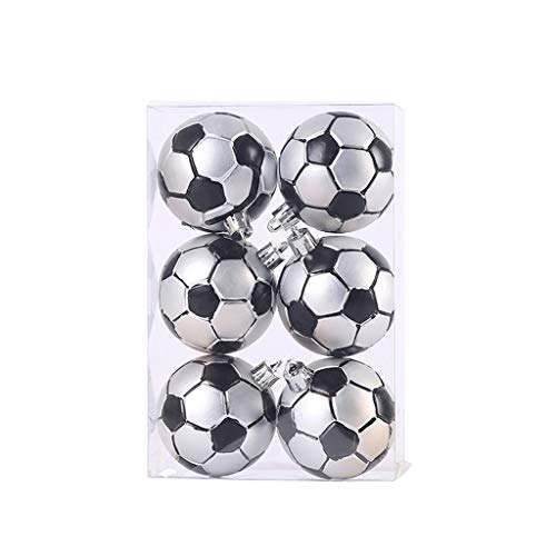 6 Stücke Klassische Weihnachten Ball Hängen Ornamente, Kollektion Fußball, Baseball, Baumdekoration, Weihnachtskugeln Ornament Dekoration, thematisch mit Baumrock Dekorationszubehör (A) von Cockjun