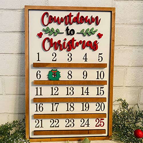 Weihnachten Holz Countdown Zeichen, Holz-Adventskalender 25 Tage, Rustikale Holz Home Decor Holiday Xmas Ornament,Weihnachten Wandkunst Schild, Adventskalender Nummer Datum von Cockjun