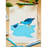 Original Gouache Bild Fürs Kinderzimmer - Pukeko | Nummer 27 von CocomoCreative