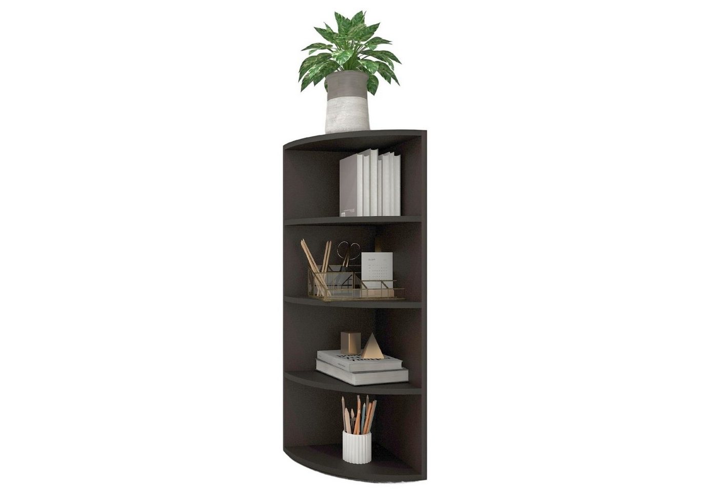 Coemo Standregal, Eckregal Corner 120 Schwarz 40x40x120 cm aus Holz 4 Fächer von Coemo