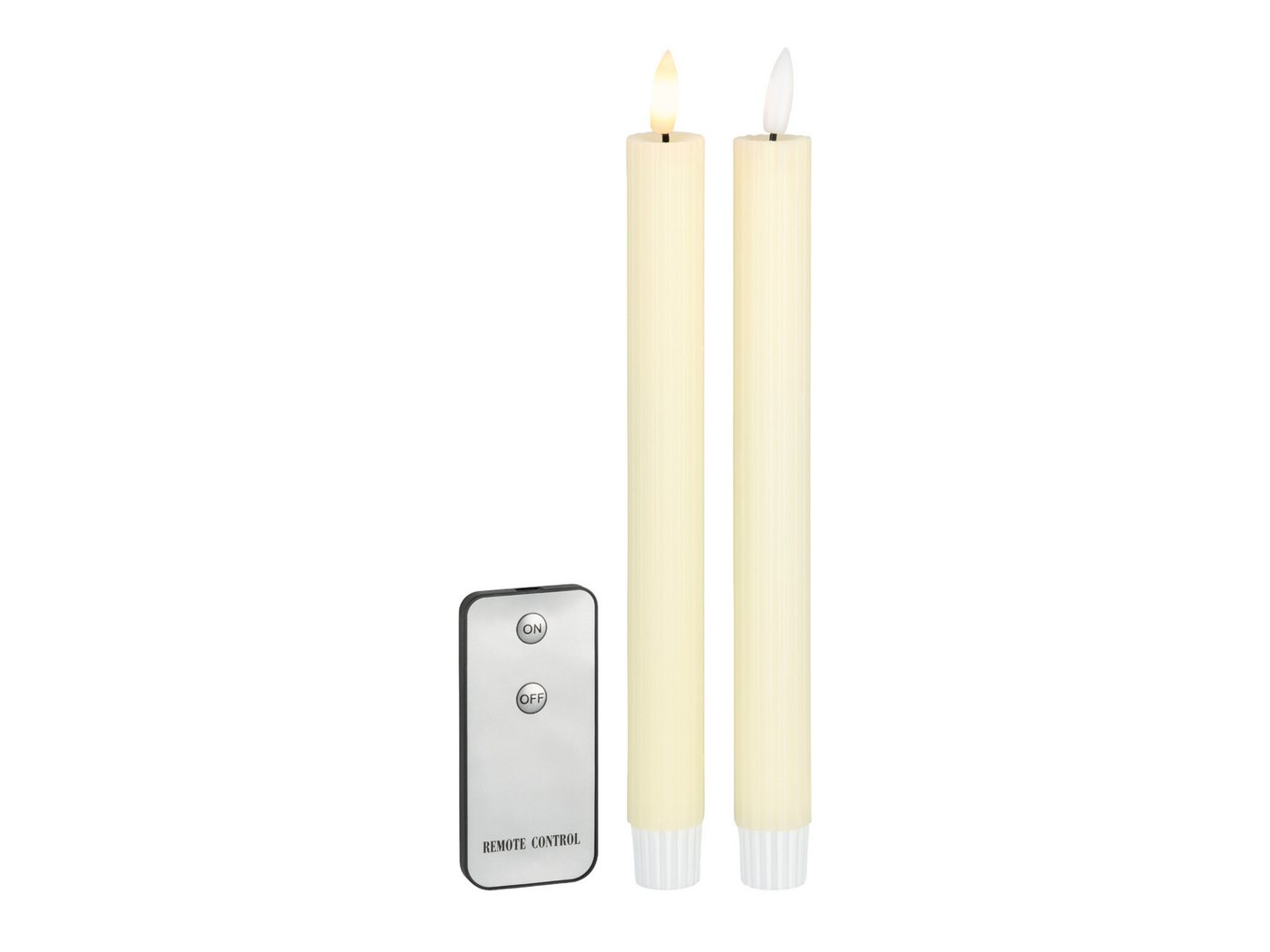 Coen Bakker Deco BV LED-Kerze Wax Candles (Set, 3-tlg), Stabkerzen 2 Stück elfenbein geriffelt Fernbedienung 23cm von Coen Bakker Deco BV