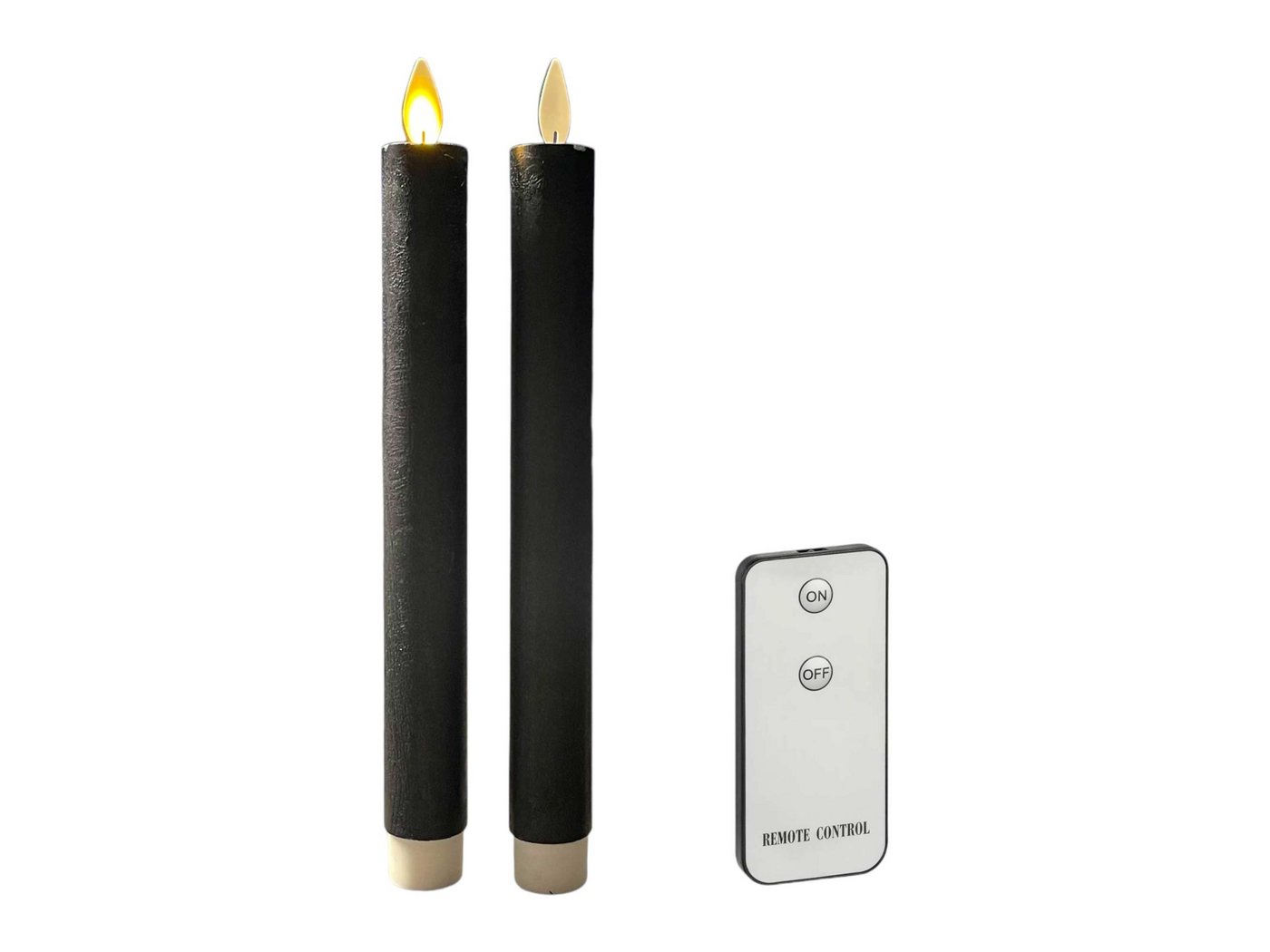 Coen Bakker Deco BV LED-Kerze Wax Candles (Set, 3-tlg), Stabkerzen schwarz 2 Stück Fernbedienung bewegliche Flamme von Coen Bakker Deco BV