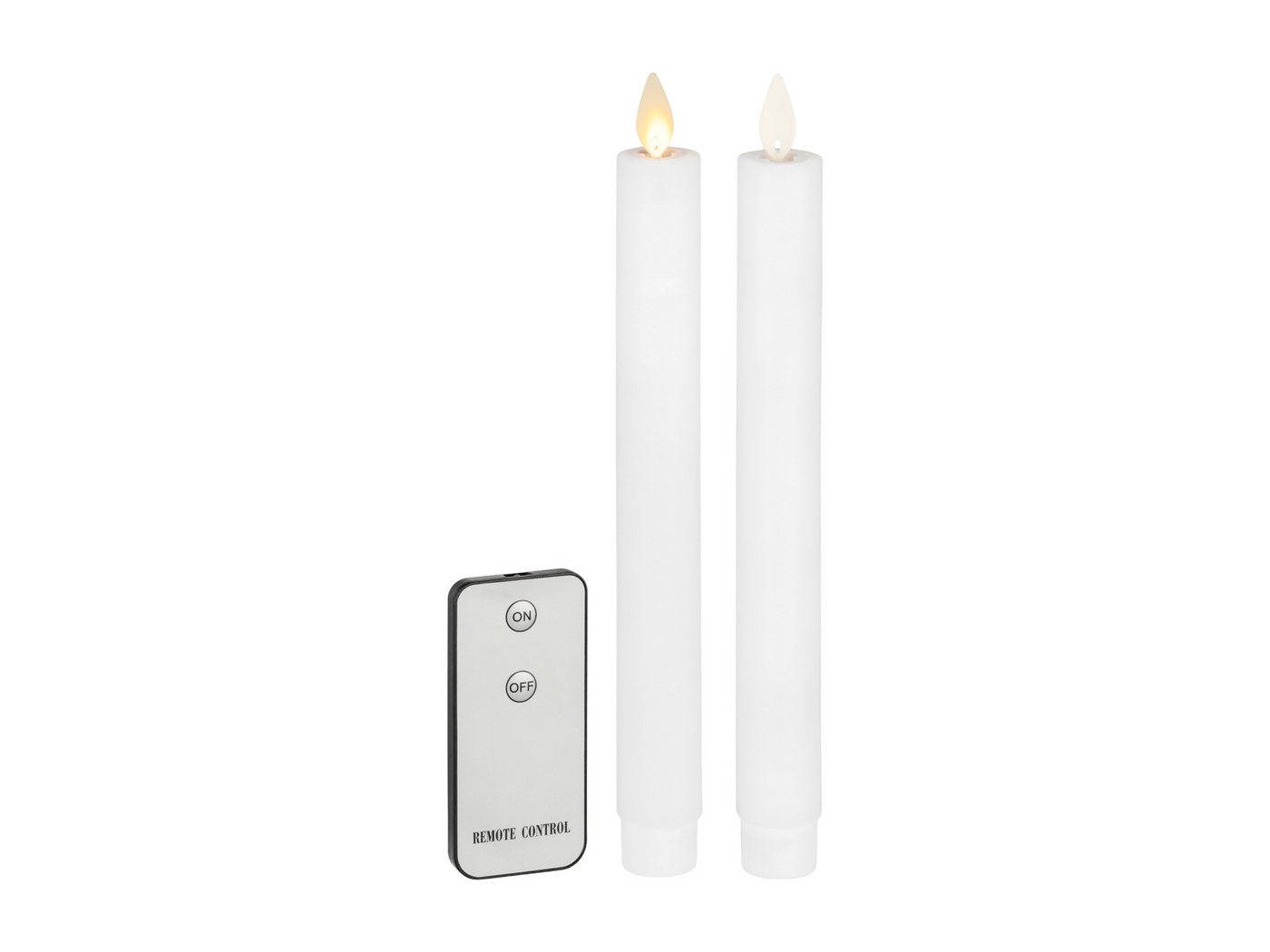 Coen Bakker Deco BV LED-Kerze Wax Candles (Set, 3-tlg), Stabkerzen weiß 2 Stück mit beweglicher Flamme Fernbedienung von Coen Bakker Deco BV