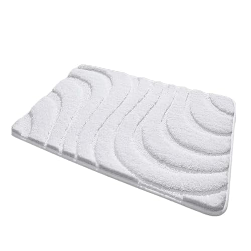 Colcolo Badezimmer-Bodenmatte, Badezimmermatte, flauschig, verschleißfest, maschinenwaschbar, Teppich für die Haustür, Eingangsteppich für Wohnzimmer und, Weiß, 40cmx60cm von Colcolo