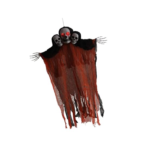 Colcolo Halloween-Dekoration zum Aufhängen, grimmiges Gespenst, Horror, schreiend, unheimlich, fliegendes Totenkopf-Skelett für die Innen- und Außendekoration, Orange von Colcolo