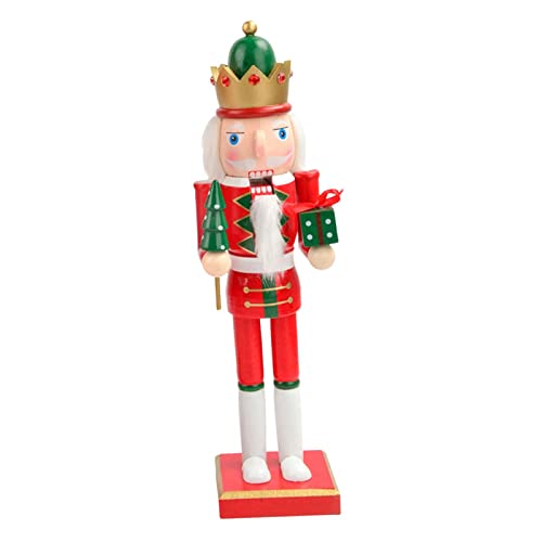 Colcolo Holz Nussknacker Handwerk Weihnachtsstil, Hölzern Nussknacker Figur Spielzeug für Dekorative Xmas Geschenke Ornament - König mit Geschenk von Colcolo