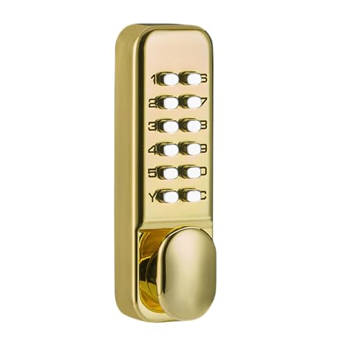 Colcolo Mechanisches Türschloss mit, mechanisches Türschloss mit, einfach zu installieren, schlüsselloses Türschloss mit Griff für das Home, Gold von Colcolo