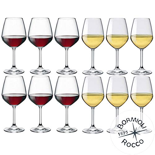 Bormioli Rocco Kollektion Divino – Set aus 12 Weingläsern – 6 x Divino rot 53 cl + 6 x Divino weiß 44 cl, für eine elegante Tafel von Collezione DIVINO