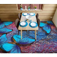 3D Blau Schmetterling Kunst Jj4390Ff Boden Tapete Wandbilder Selbstklebende Abnehmbare Bad Wasserdichtboden Teppich Matte Print Epoxy Küche von ColofulHomeDecors