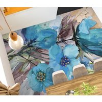 3D Blaue Blume Malerei Jj7436Ff Boden Tapete Wandbilder Selbstklebende Abnehmbare Bad Wasserdichtboden Teppich Matte Print Epoxy Küche von ColofulHomeDecors