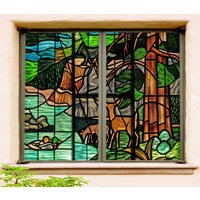 3D Ente Und Hirsch W1266 Fenster Film Druck Aufkleber Cling Glas Buntglas Xmas Dekor Uv Wärmesteuerung Privatsphäre Romy von ColofulHomeDecors