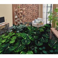 3D Grün Alocasia Jj4376Ff Boden Tapete Wandbilder Selbstklebende Abnehmbare Bad Wasserdichtboden Teppich Matte Print Epoxy Küche von ColofulHomeDecors
