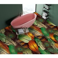 3D Rich Farbige Federn Jj4333Ff Boden Tapete Wandbilder Selbstklebende Abnehmbare Bad Wasserdichtboden Teppich Matte Print Epoxy Küche von ColofulHomeDecors