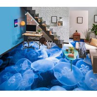 3D Verträumte Blaue Quallen Jj4237Ff Boden Tapete Murals Selbstklebende Abnehmbare Bad Wasserdichtboden Teppich Matte Print Epoxy Küche von ColofulHomeDecors