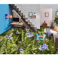 3D Verträumte Lila Blumen Jj7766Ff Boden Tapete Wandbilder Selbstklebende Abnehmbare Bad Wasserdichtboden Teppich Matte Print Epoxy Küche von ColofulHomeDecors