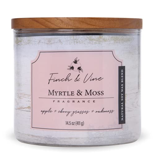 Colonial Candle 3-Docht Duftkerze im Glas mit Holzdeckel - Myrtle & Moss (411g) - Das Nostalgische Duftaroma für dein Zuhause - Duftkerze mit bis zu 60h Brenndauer - Sojawachsmischung von Colonial Candle