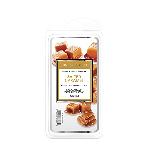 Colonial Candle Duftwachs Melts für Dein Zuhause - Salted Caramel (77g) - Der Cremige Karamellduft für Deine Duftlampe - Duftwachs-Melts mit je 4h Pro Block - Sojawachsmischung von Colonial Candle