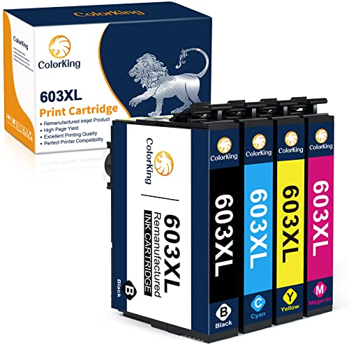ColorKing Tintenpatrone Kompatibel für Epson 603XL Kompatibel für Epson XP-2100 XP-2105 XP-3100 XP-3105 XP-4100 XP-4105 Workforce WF-2810 WF-2830 WF-2835 WF-2850 (1 Schwarz, 1Cyan, 1Gelb, 1Magenta) von ColorKing