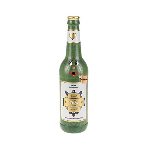 Colours-Manufaktur Räucherflasche - Räucherfigur Räuchermännchen Räuchergefäß Bier Sekt Bierflasche Jubiläum Vatertag Muttertag (Longneck 0,5 - Bester Opa, grün) von Colours-Manufaktur