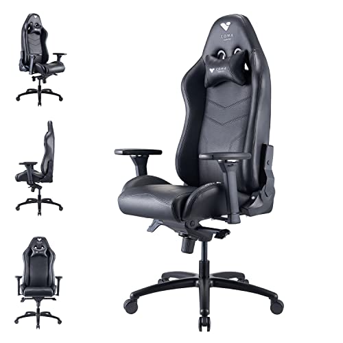 Com4Gaming Argon 2023-Onyx Stuhl-Gaming Sessel mit Atmungsaktivem PU-Leder, Kunstleder, Onyx Black, 165-195 cm von Com4Gaming