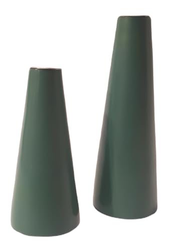 2er Set Teelichthalter aus Holz lackiert grün (Durchmesser 6,5 cm x Höhe 14,5 cm - Durchmesser 7 cm x Höhe 20 cm) von Comarco Sa
