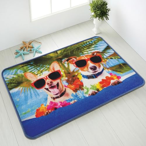 Comart, Teppich Mio d'Decor, für Wohnzimmer, Badezimmer, Schlafzimmer, Digitaldruck, niedliche Hunde mit tropischen Sonnenaugen, 80 x 120 cm von Comart